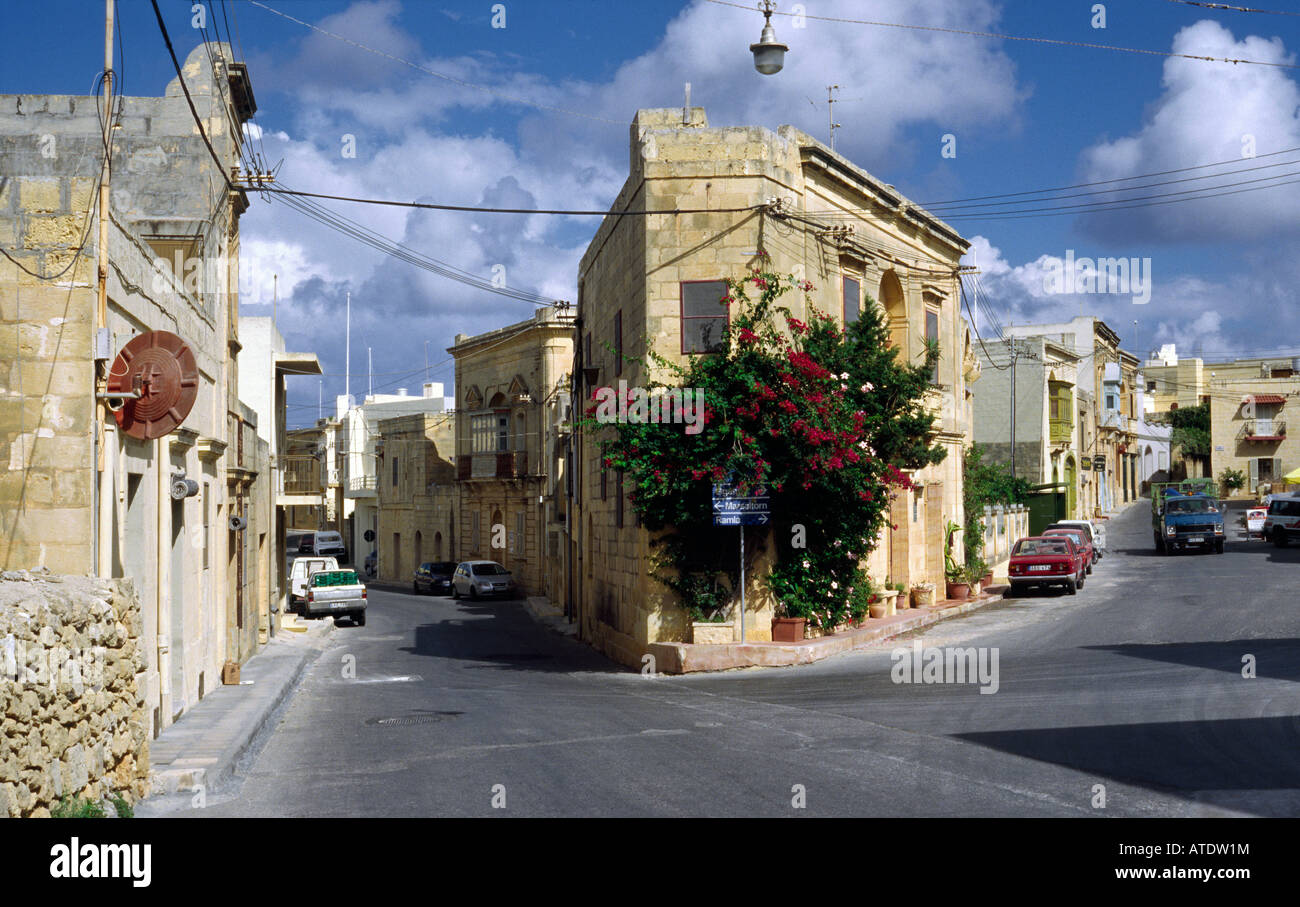 Marsalforn Road in Xaghra on the Maltese island of Gozo. Stock Photo