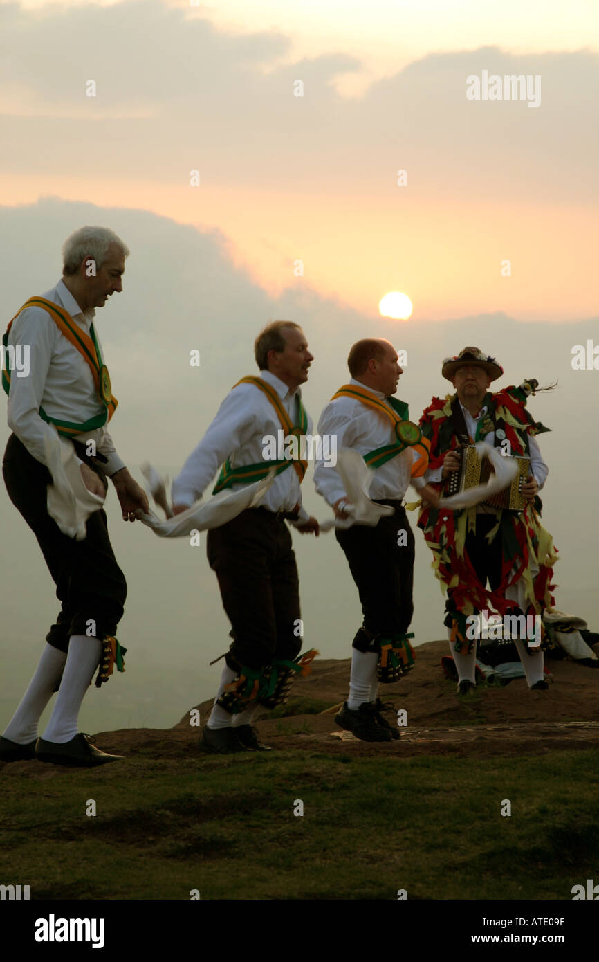 Chapel en le Frith Morris Men dancing at the May Day dawn ritual Stock