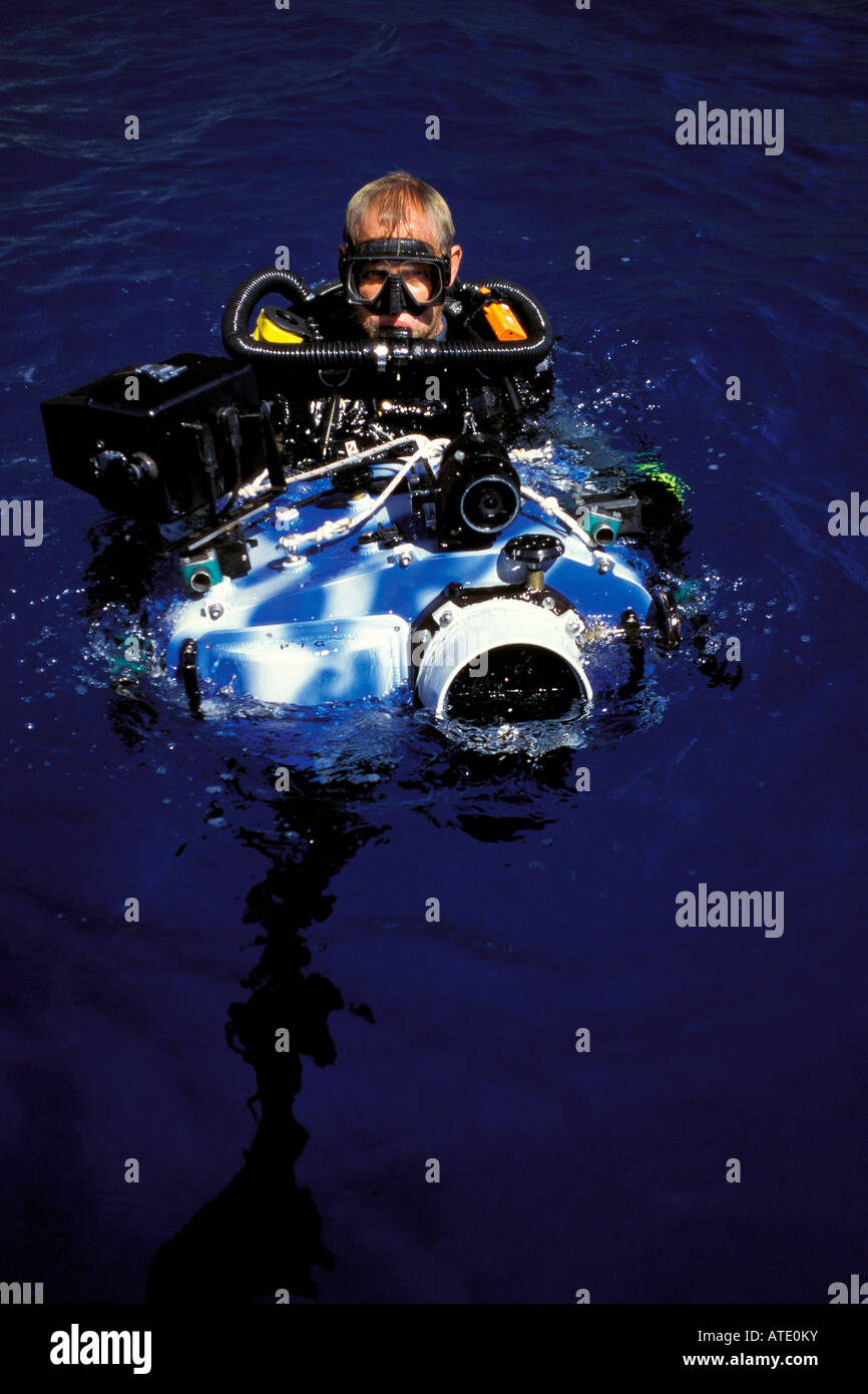 Cameramen use the latest in high tech mixed gas rebreather technology