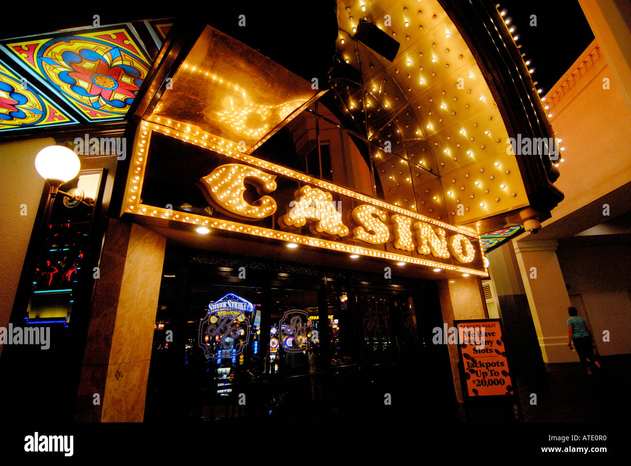 Casino entrance and sign Las Vegas Nevada USA Stock Photo