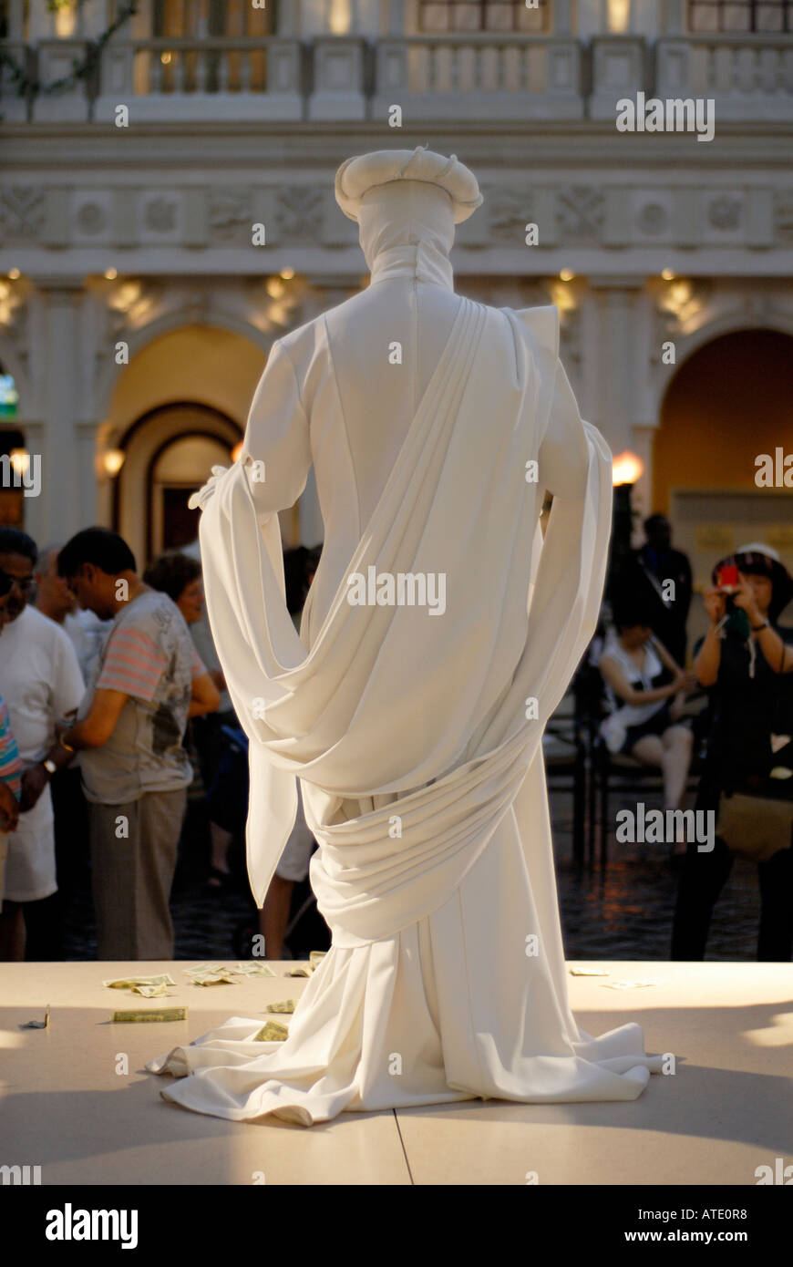 Living statue performs in front of tourists The Venetian Resort Hotel Casino Las Vegas Nevada USA Stock Photo