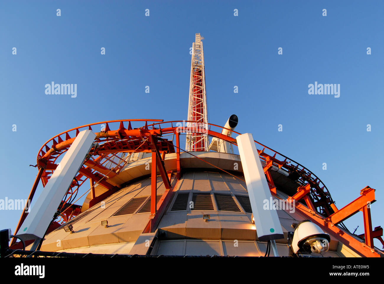 Roller coaster tracks at the top of the Stratosphere Las Vegas Nevada USA  Stock Photo - Alamy
