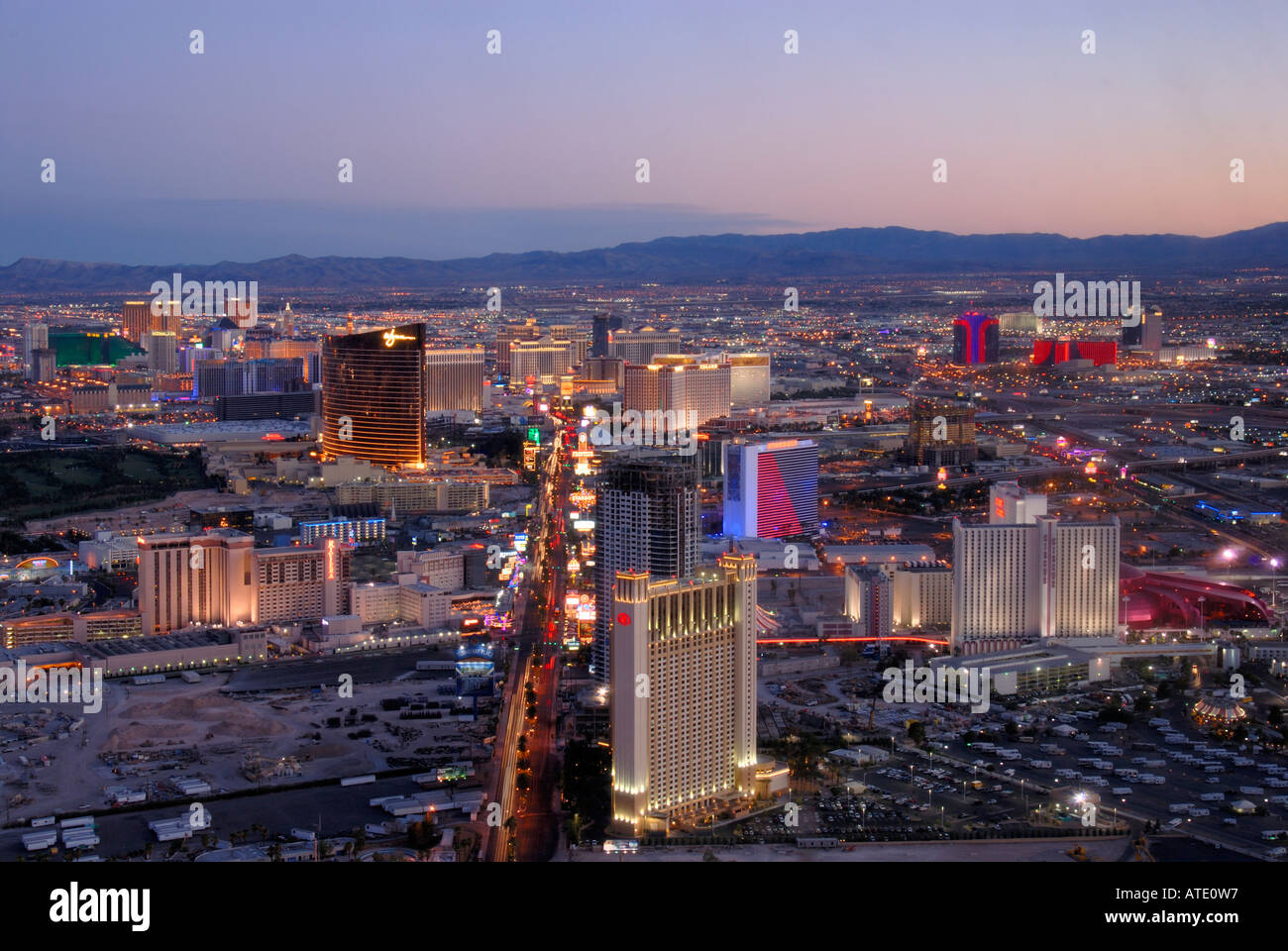 Aerial view of Las Vegas Boulevard Las Vegas Nevada USA Stock Photo