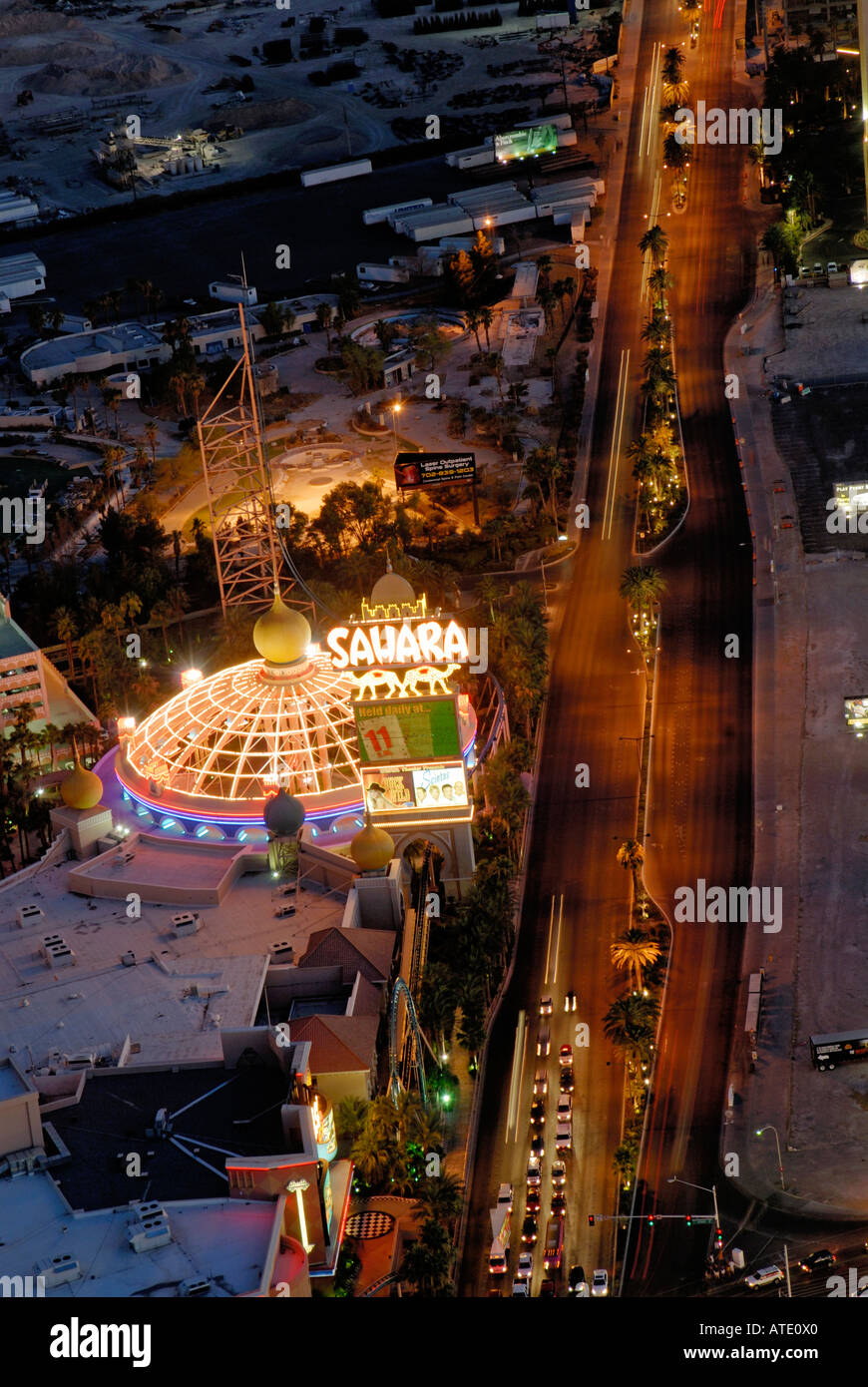 Aerial view of the Sahara hotel and Las Vegas Boulevard Las Vegas Nevada  USA Stock Photo - Alamy