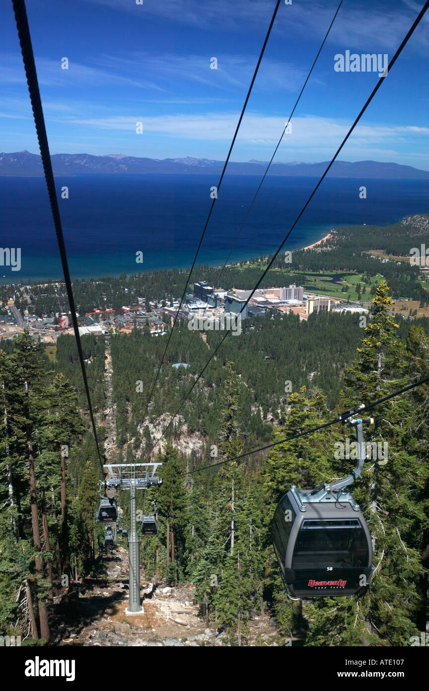 USA, Nevada, Lake Tahoe, Heavenly Mountain Skilift Stock Photo