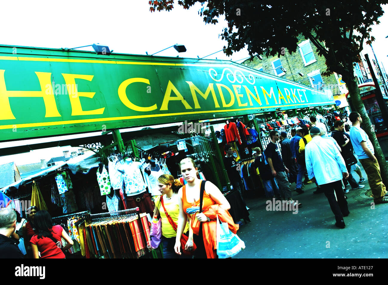 Camden Market Chalk Farm Road near Camden Lock Camden Town London GB Stock Photo
