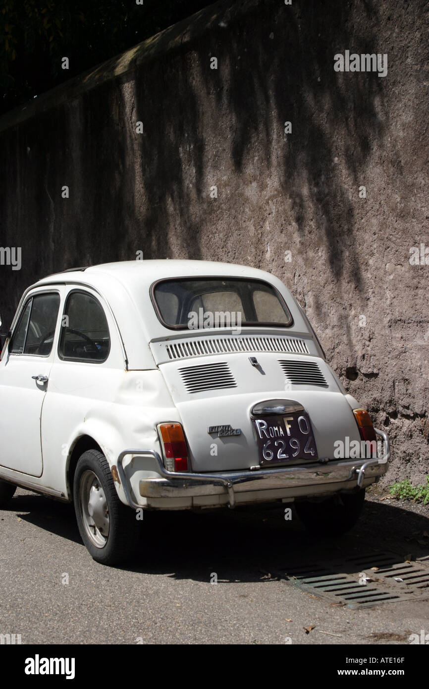 White Fiat 500 in a street in Rome Italy Stock Photo - Alamy