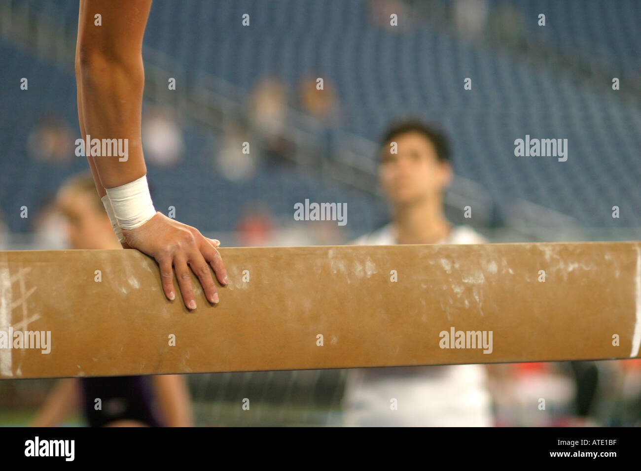 Gymnastics competition during the AAU Junior Olympics in Detroit Stock