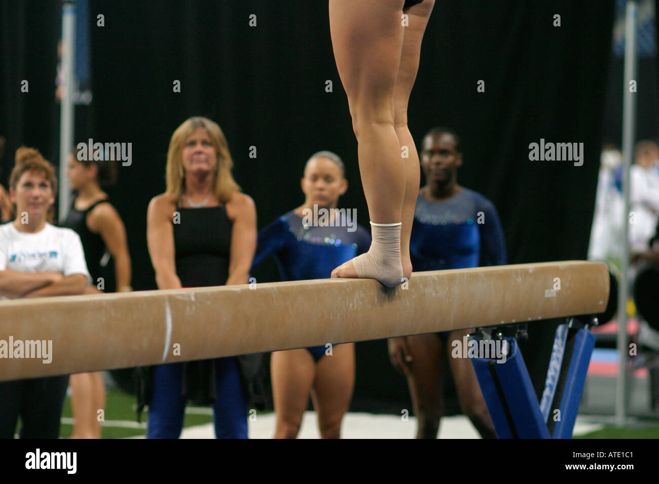 Gymnastics competition during the AAU Junior Olympics in Detroit Stock