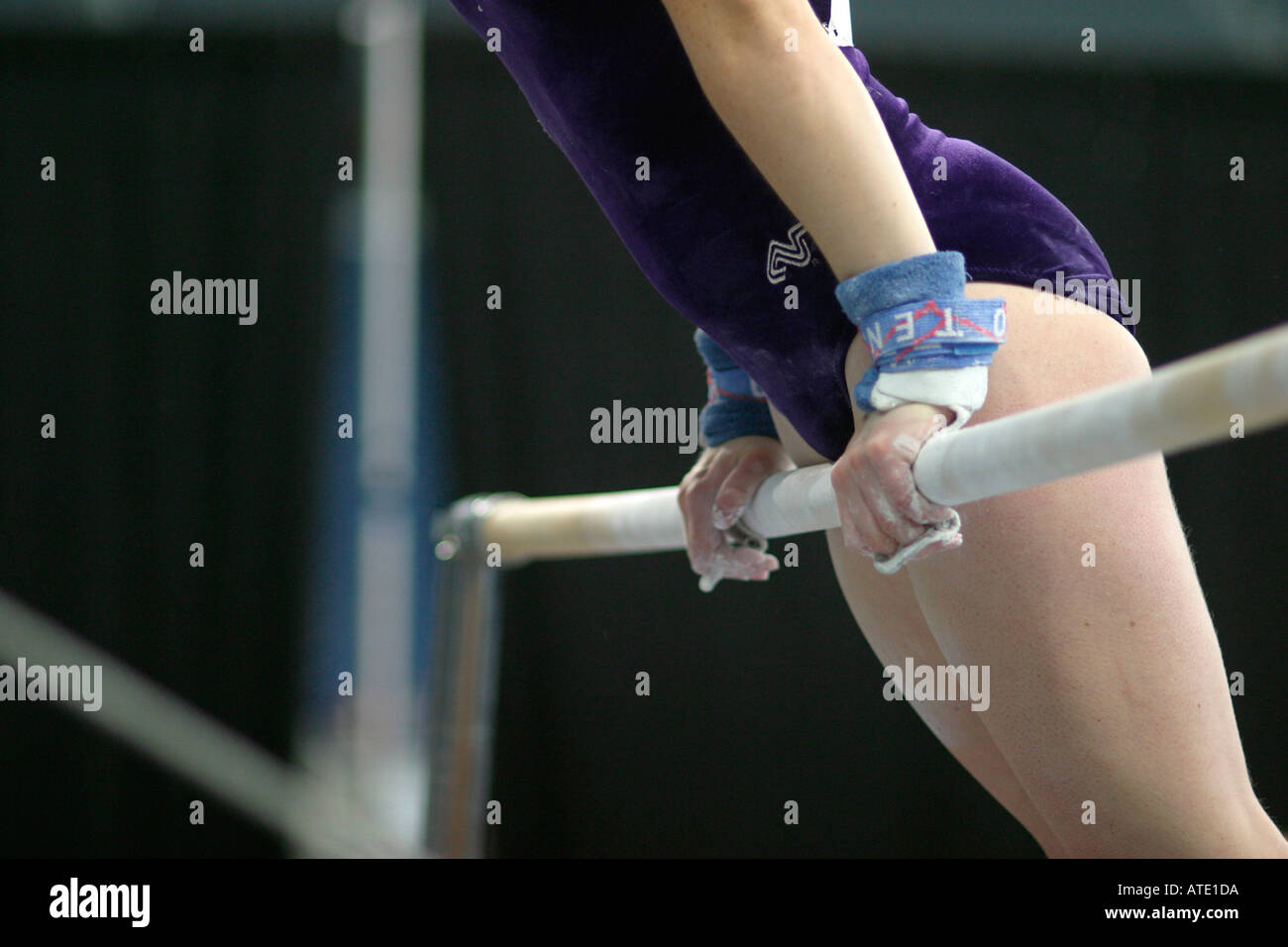 Gymnastics competition during the AAU Junior Olympics in Detroit Stock