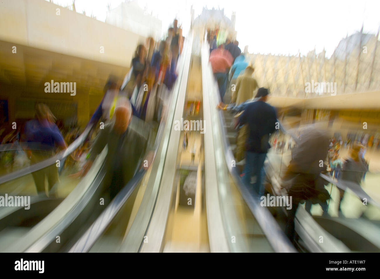 Escalator in the Louvre, Paris, France Stock Photo