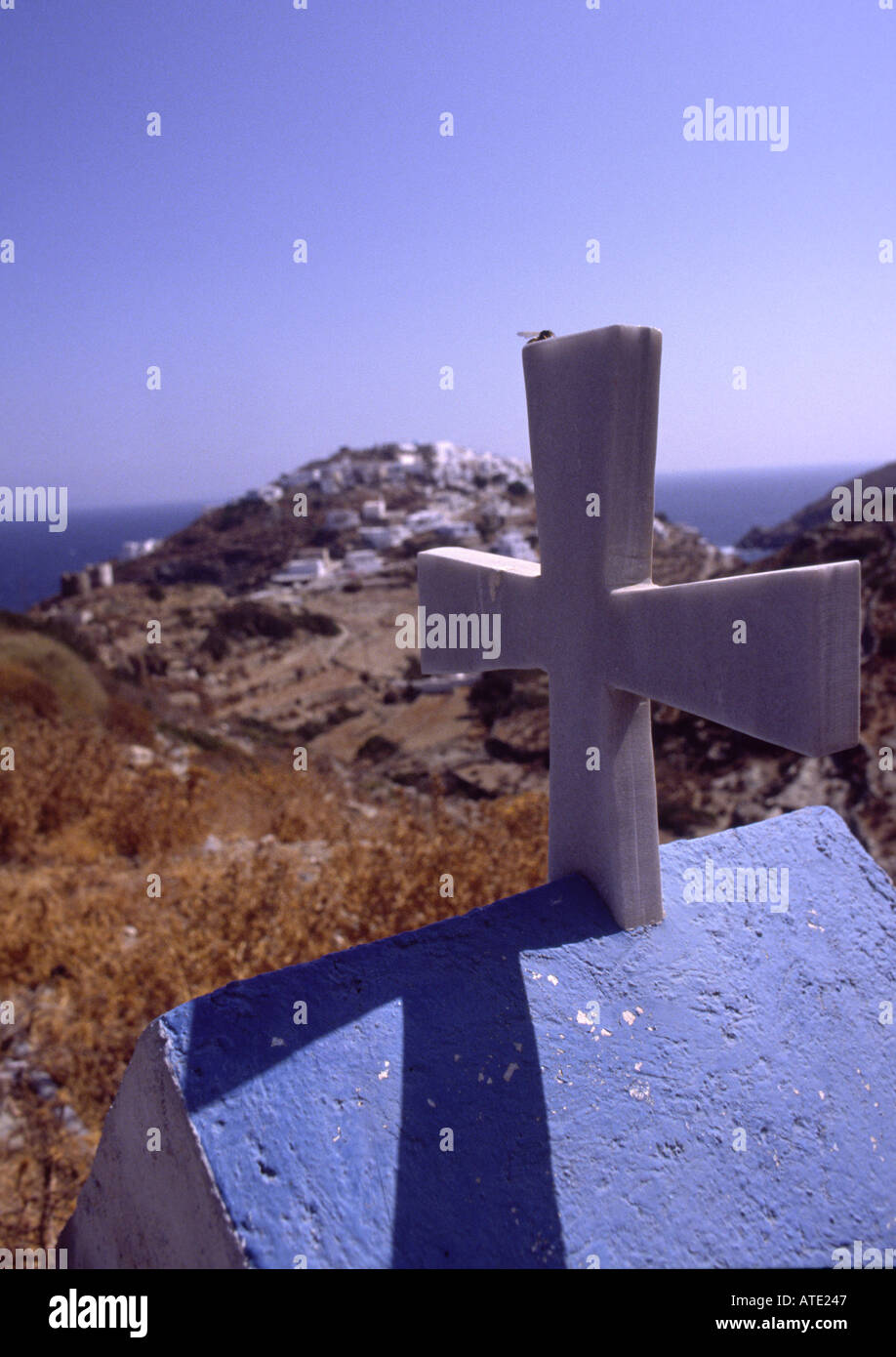 Greek cross on hill Stock Photo