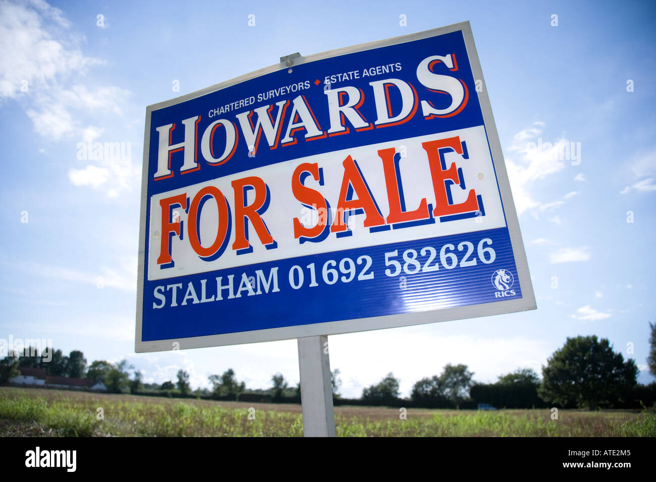House or Land For Sale Sign UK Stock Photo