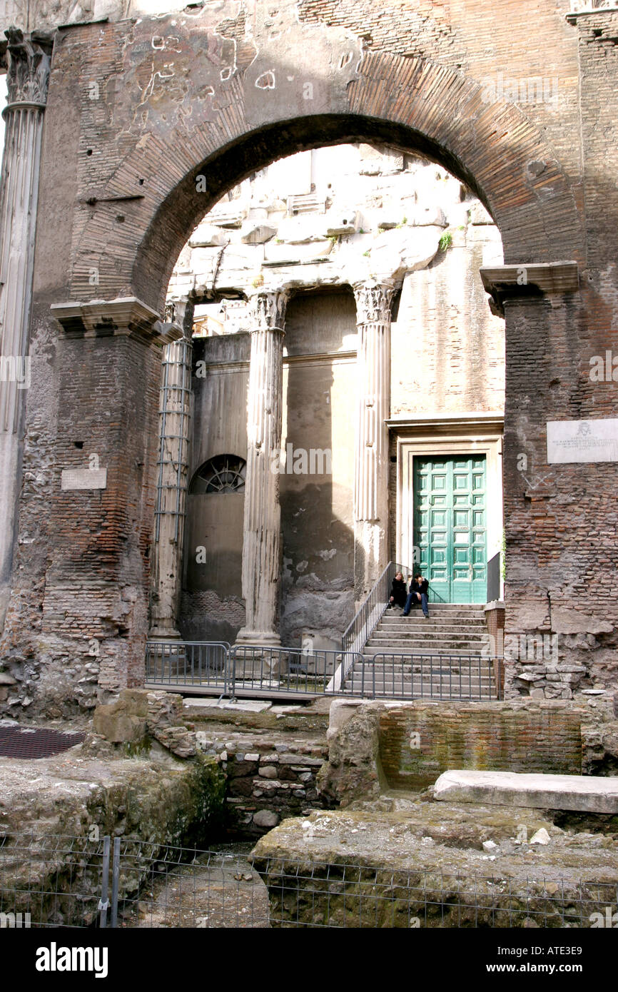 Ruins of the Porto d Ottavia by the Teatro di Marcello in Rome Italy Stock Photo