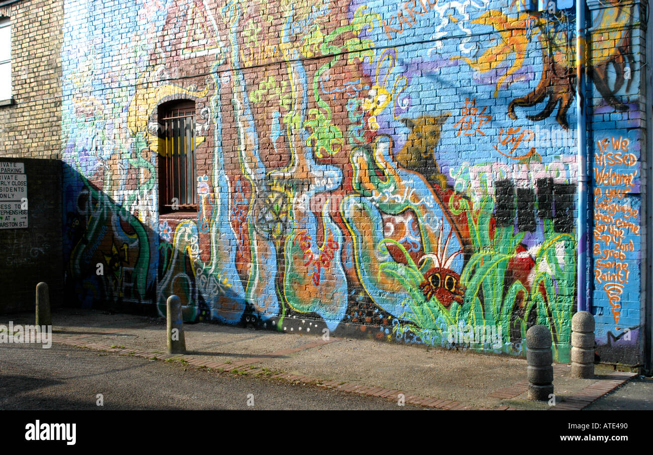 Mural on wall in the Cowley Road Oxford Stock Photo Alamy