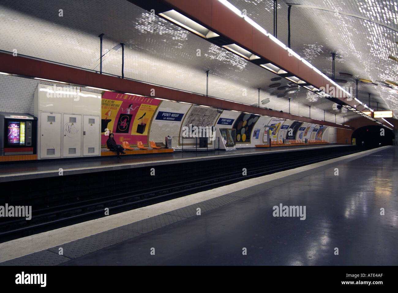 Paris Pont Neuf metro underground railway station Stock Photo