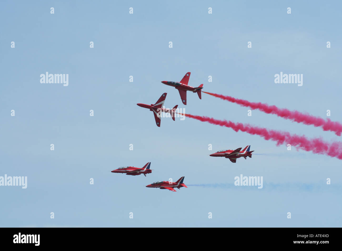 Red Arrows Royal Air Force Display Team at RAF Waddington International Airshow 2006 Stock Photo