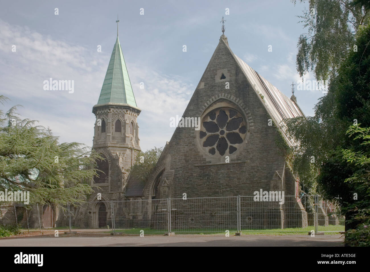 Rear view of Cathays cemetery chapels, Cardiff, UK Stock Photo Alamy