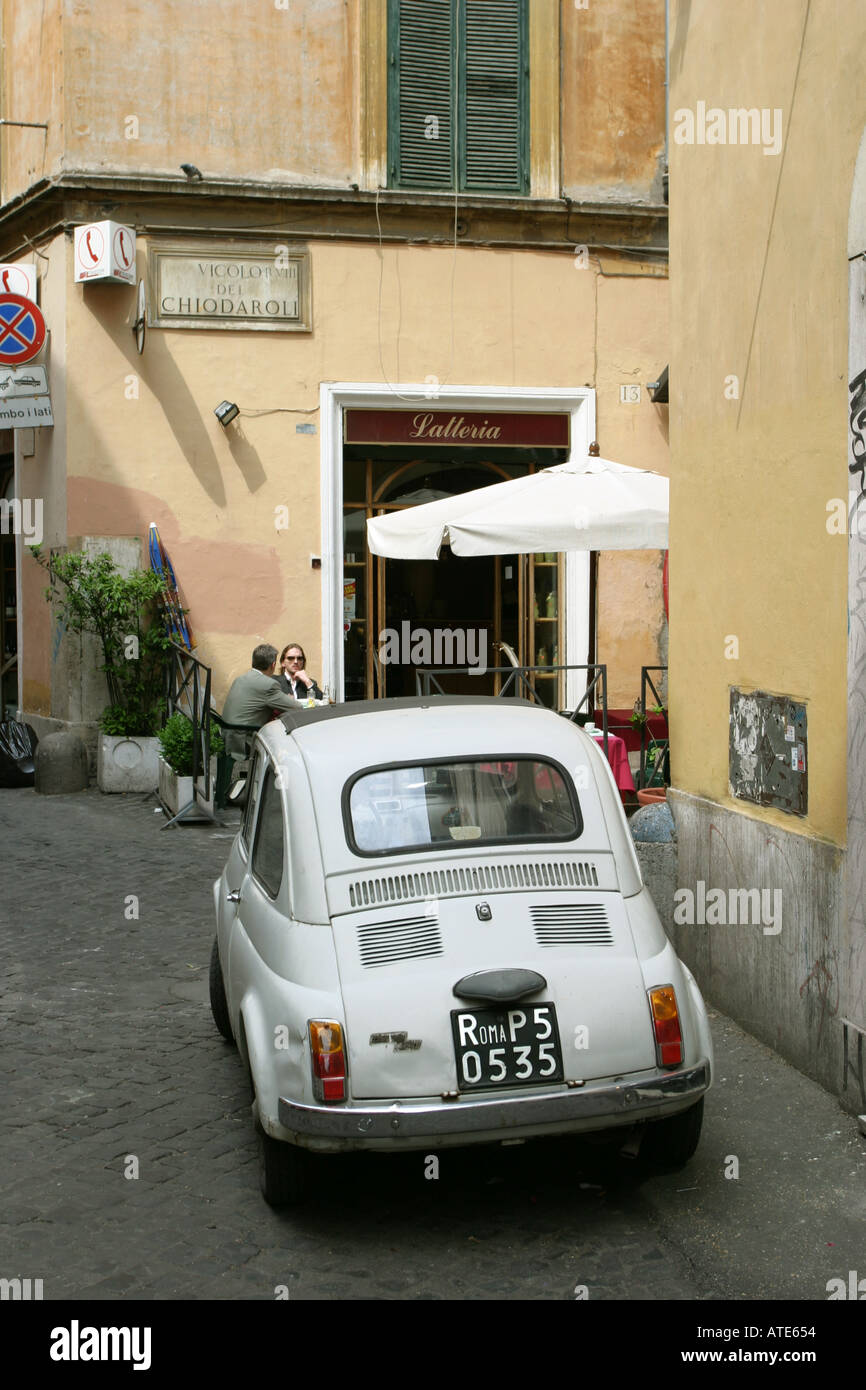 White Fiat 500 parked in a street in Rome Italy Stock Photo - Alamy