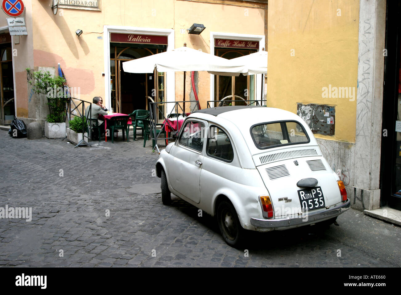 White Fiat 500 parked in a street in Rome Italy Stock Photo - Alamy
