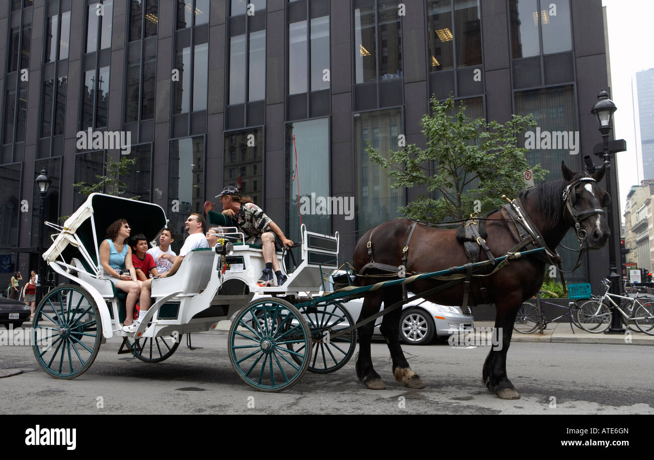 Tourists taking a ride in a horse carriage, Montreal, Canada Stock