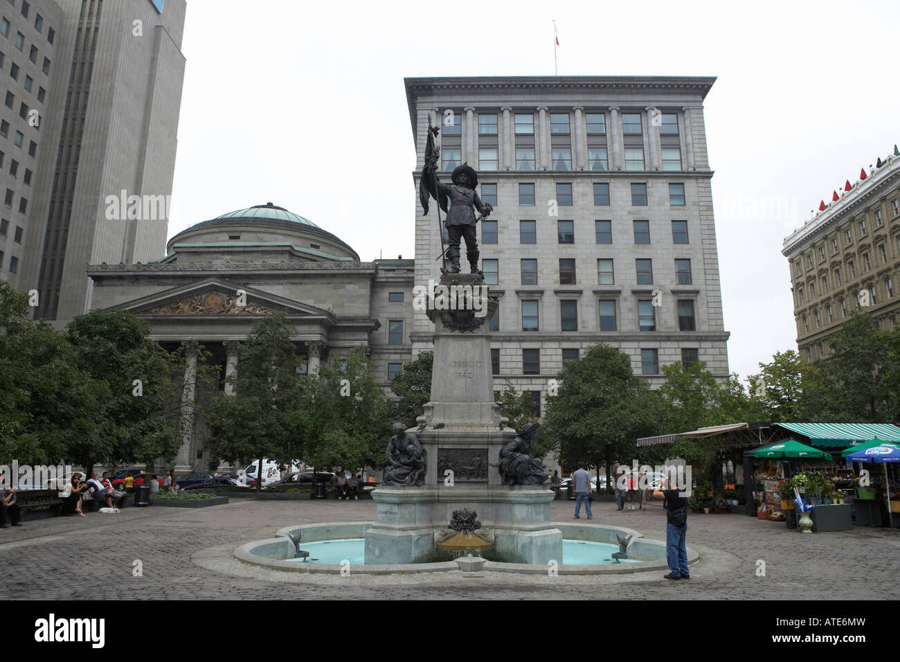 Statue of Paul Chomedey de Maisonneuve at Place d'Armes in Montreal, Canada Stock Photo