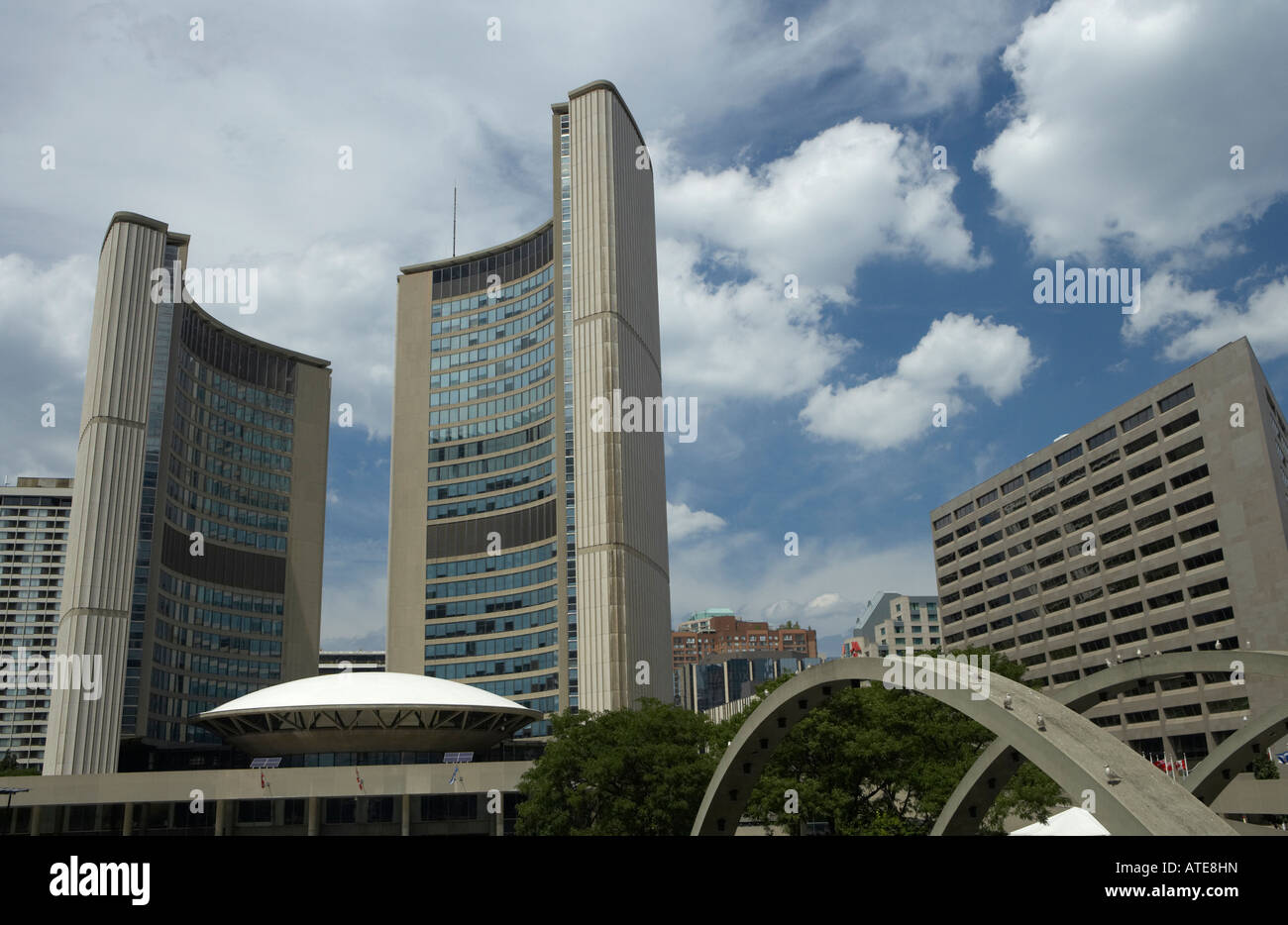 The City Hall at the Nathan Phillips Square, Toronto, Canada Stock Photo