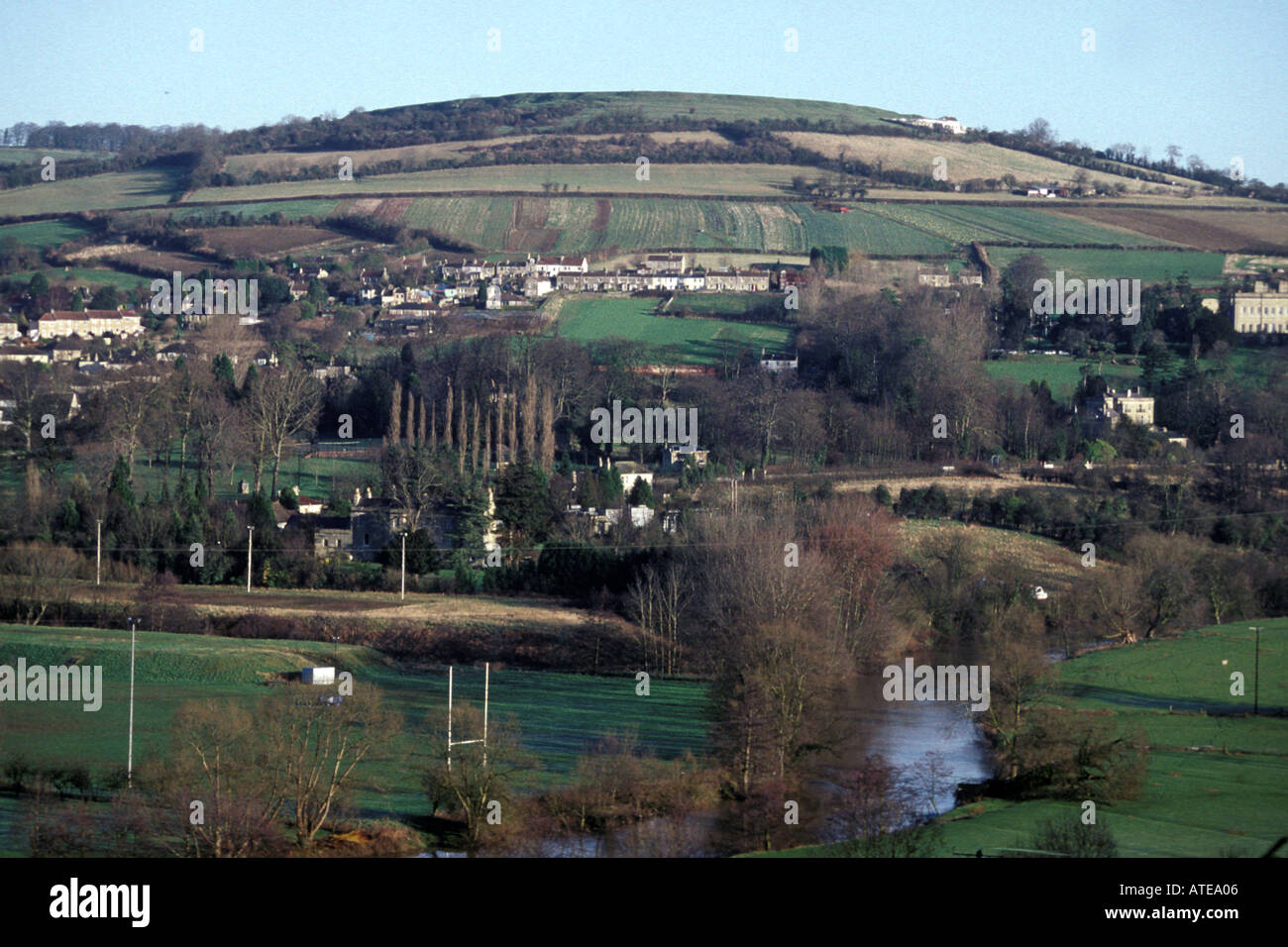 Solsbury Hill seen from Bathhampton near Bath Stock Photo Alamy