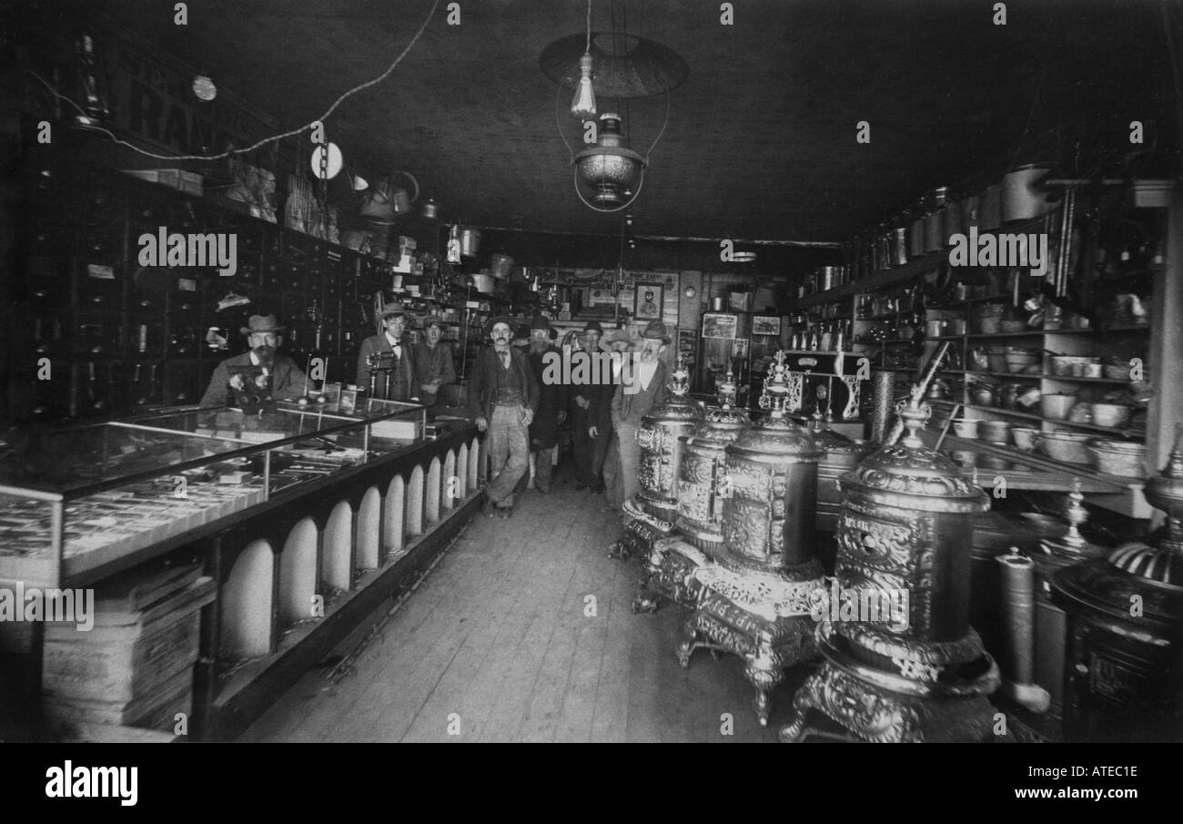 Hardware Store Interior circa 1895 Stock Photo Alamy