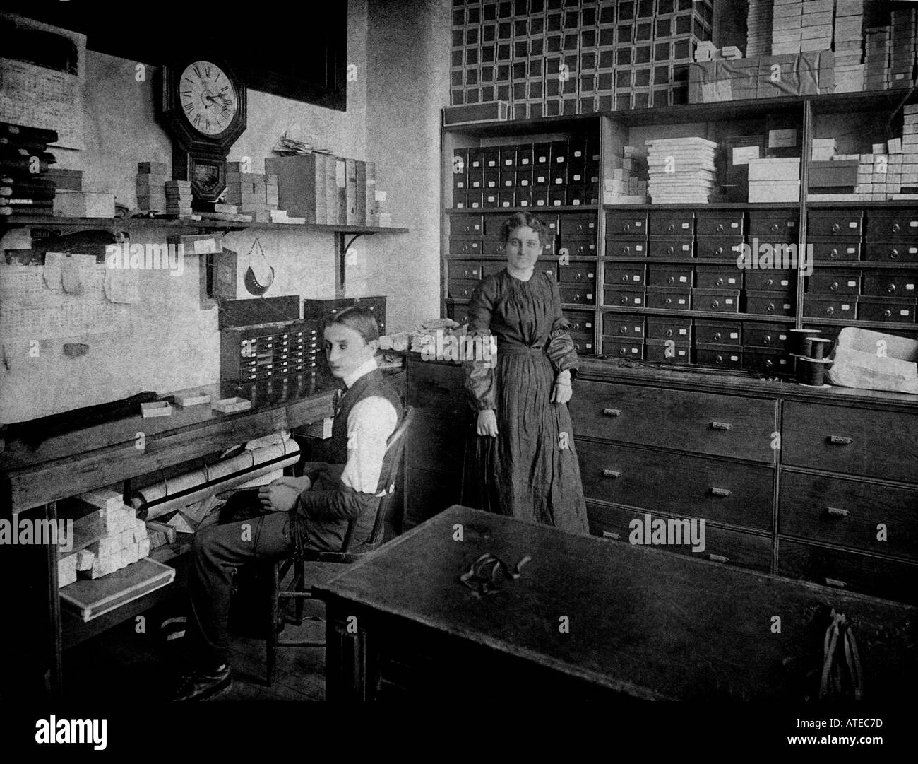 Shipping Clerks circa 1900 Stock Photo Alamy