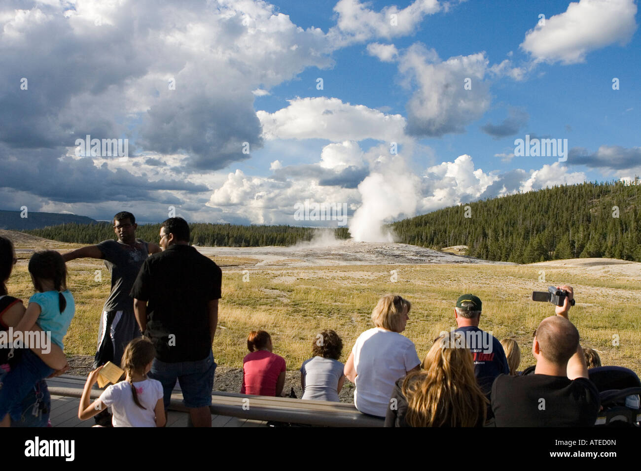 Old Faithful Geyser Yellowstone National Park Stock Photo