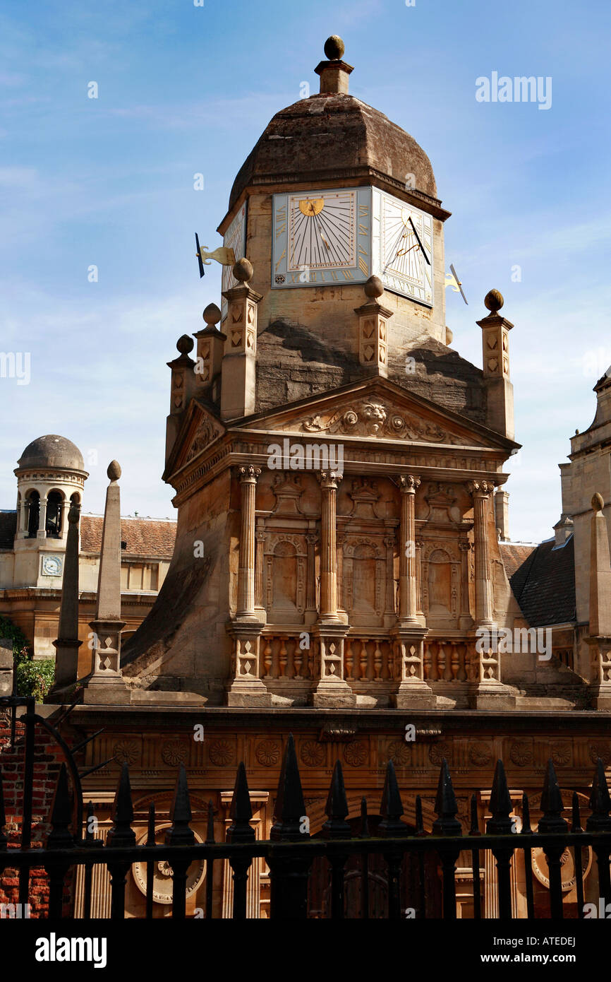 Gate of Honour sundial,Gonville and Caius college Cambridge, University. England Stock Photo