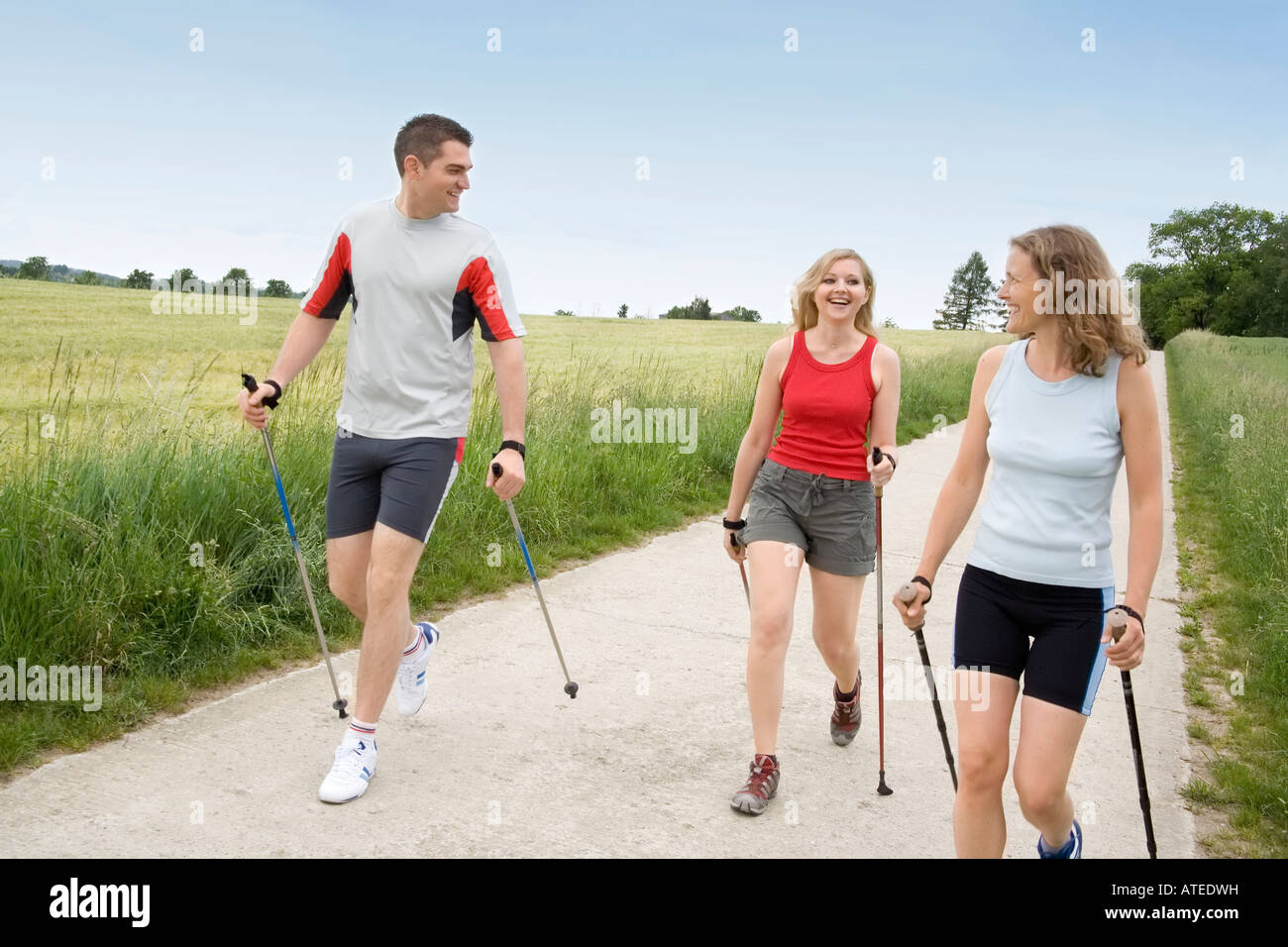 Woman doing nordic walking hi-res stock photography and images - Alamy