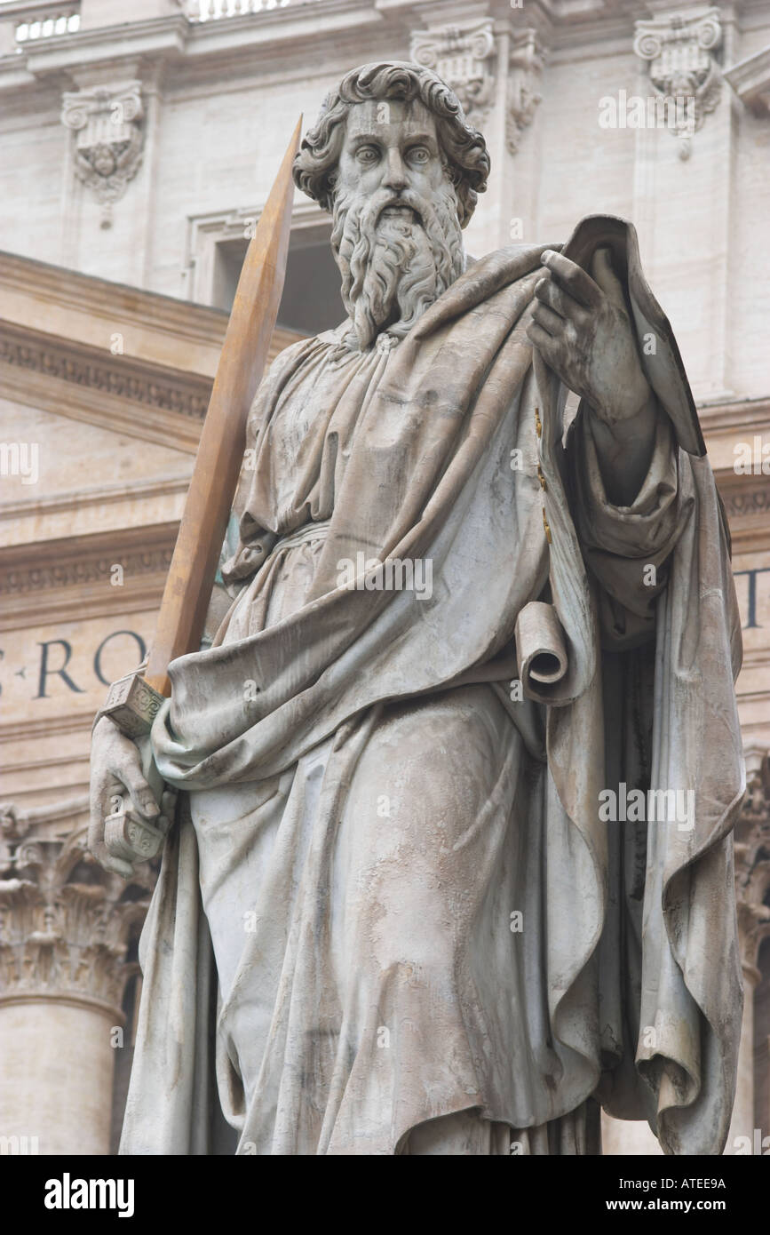 Statue of St Paul in Piazza San Pietro Saint Peter s Square in the Rain ...