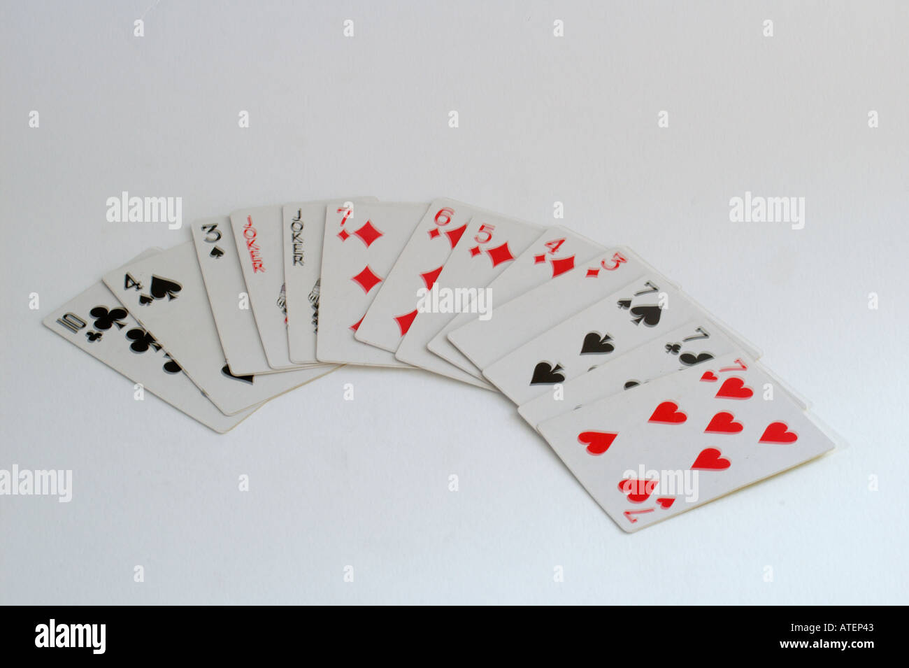 Winning Gin Rummy hand with two jokers Stock Photo Alamy