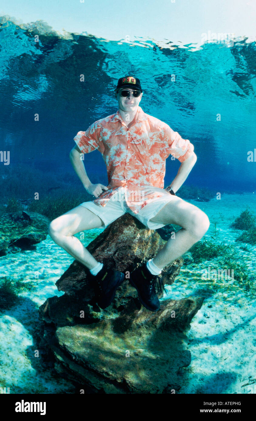 Man under water / Mann unter Wasser Stock Photo