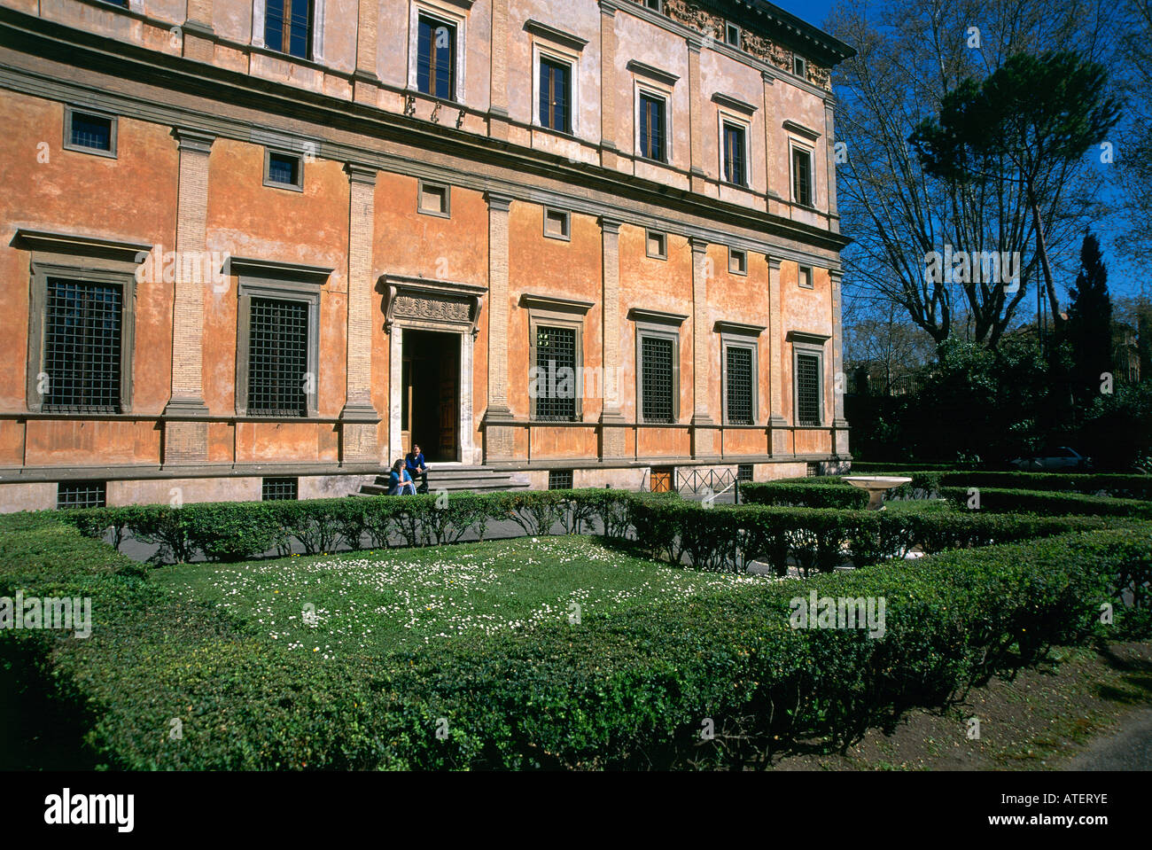 A view towards the Villa Farnesina a 16th century villa in the Trastevere area of Rome Stock Photo