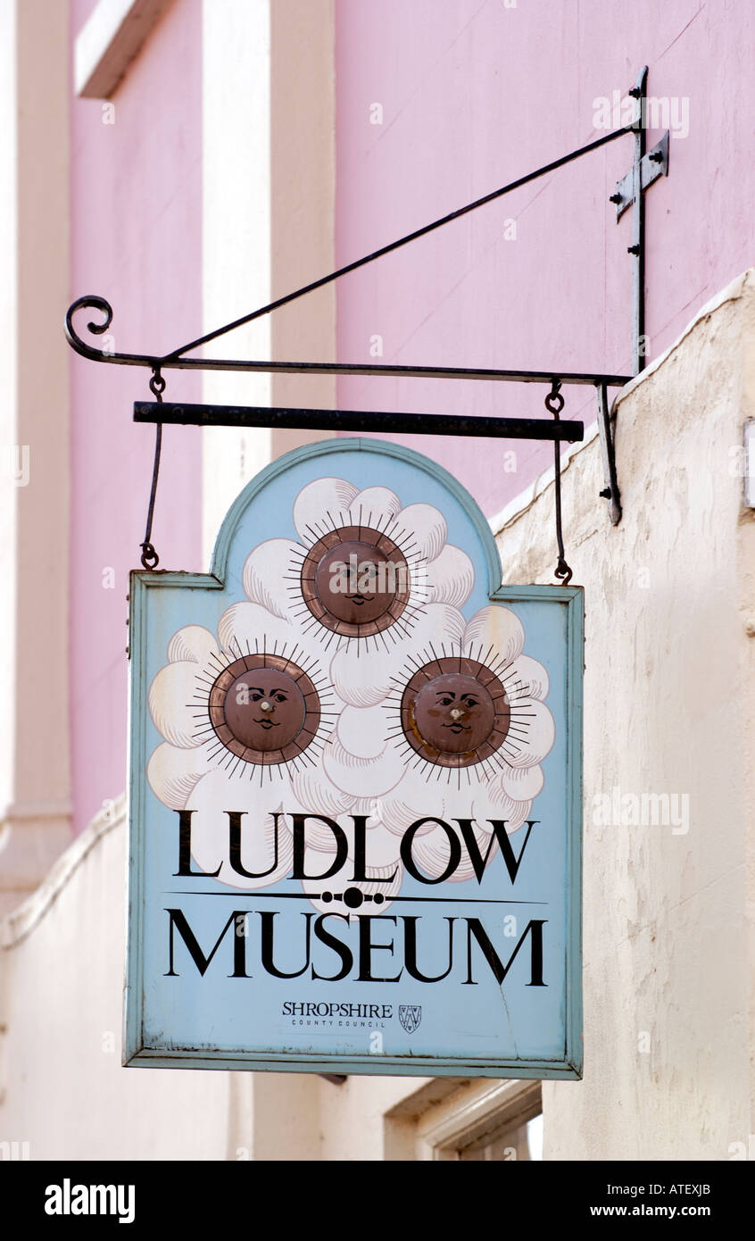 Ludlow Sign Hanging wall sign for Ludlow Museum Shropshire England UK Stock Photo ...
