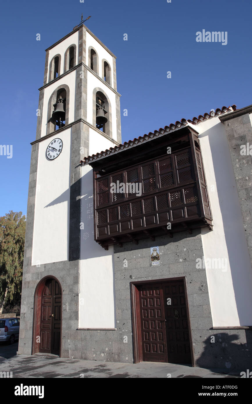 Bell tower of the church of San Fernando Rey in Santiago del Teide Tenerife Canary Islands Spain 18th century Stock Photo