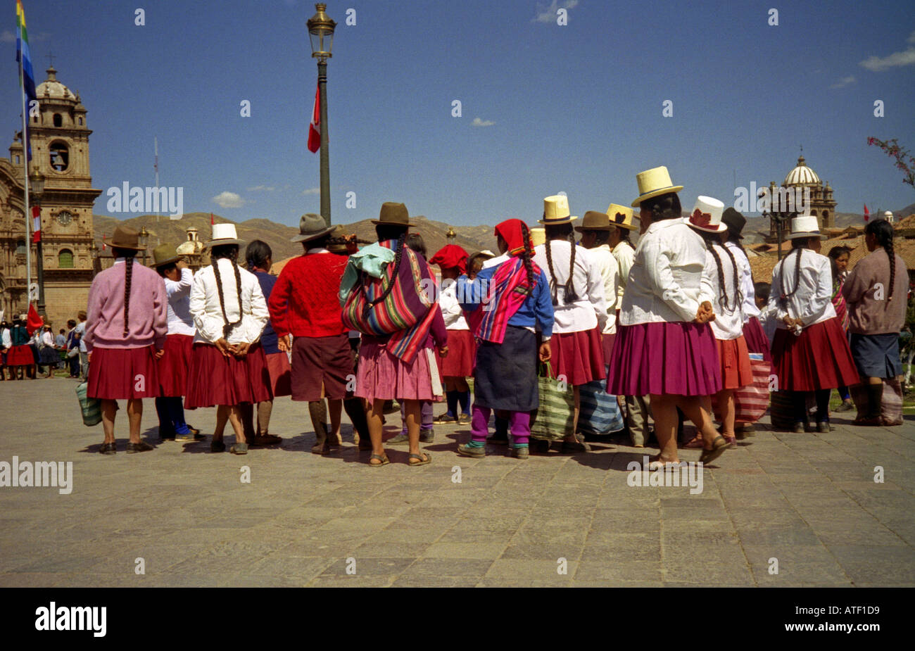 Group indigenous people women in colourful traditional clothing gather ...