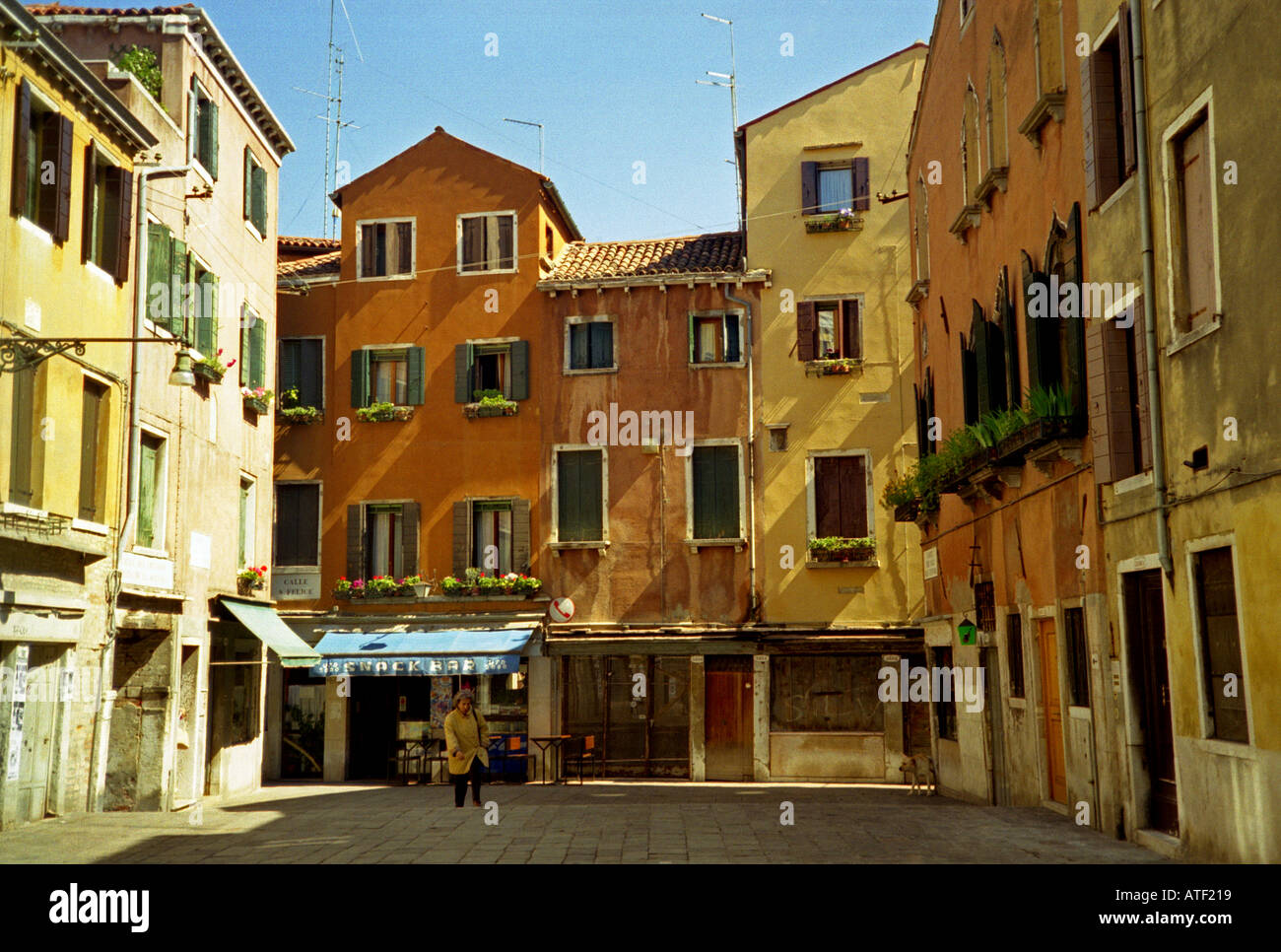 Traditional typical colourful colonial buildings streetscape cityscape