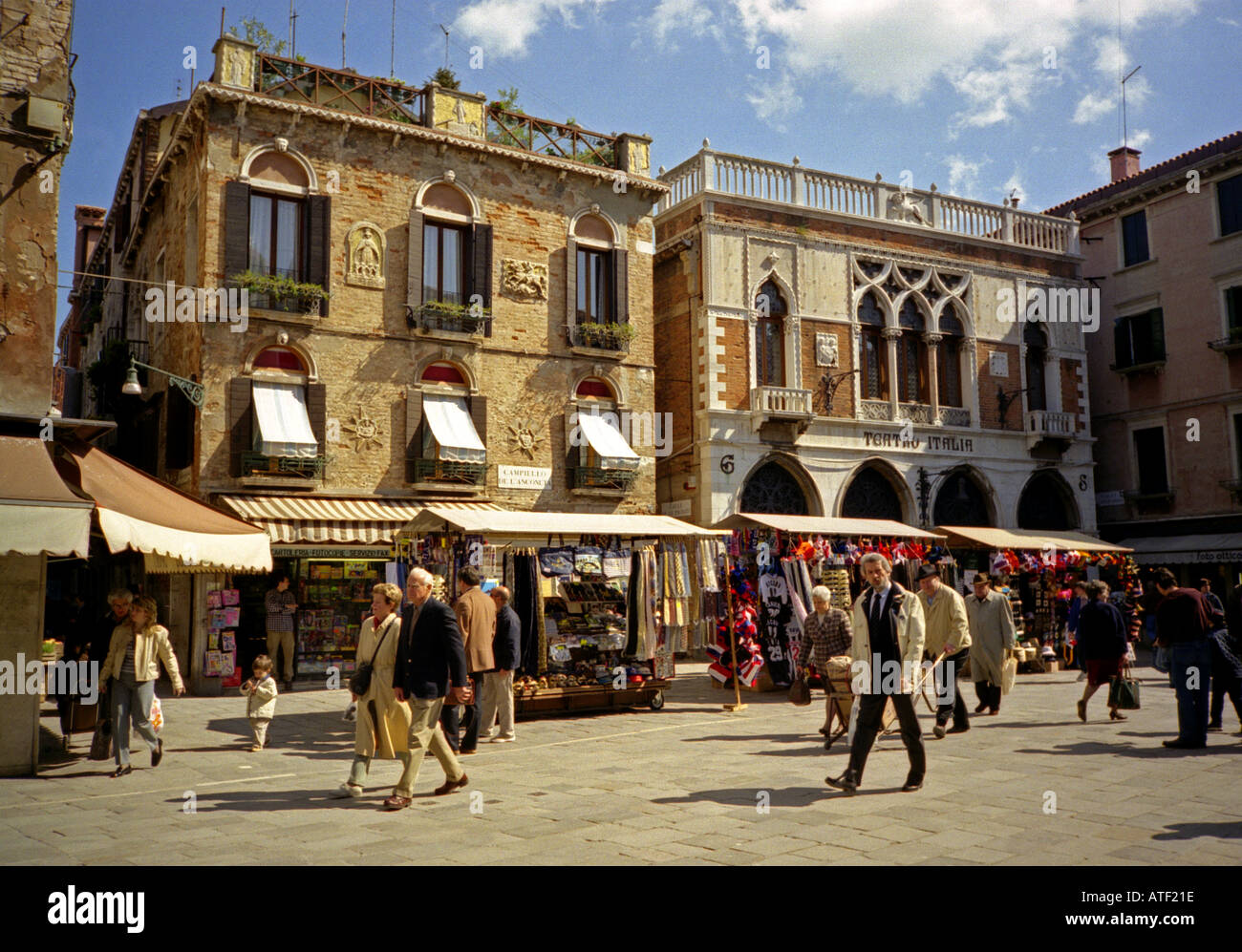 Traditional typical colourful colonial buildings streetscape cityscape Venice Italy Europe Stock Photo