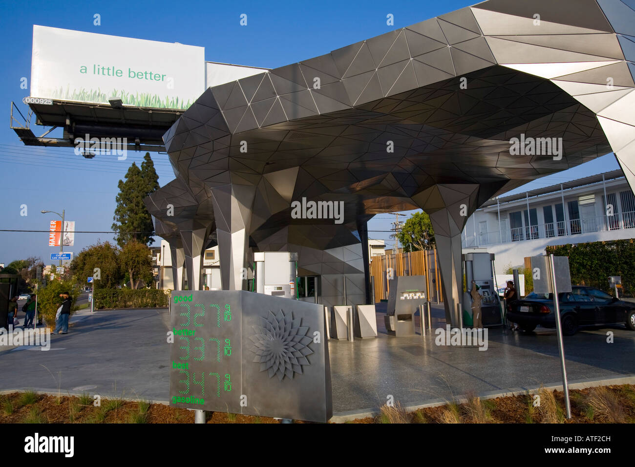 Helios House, BP “Green” gas station,Olympic and Robertson, Los Angeles