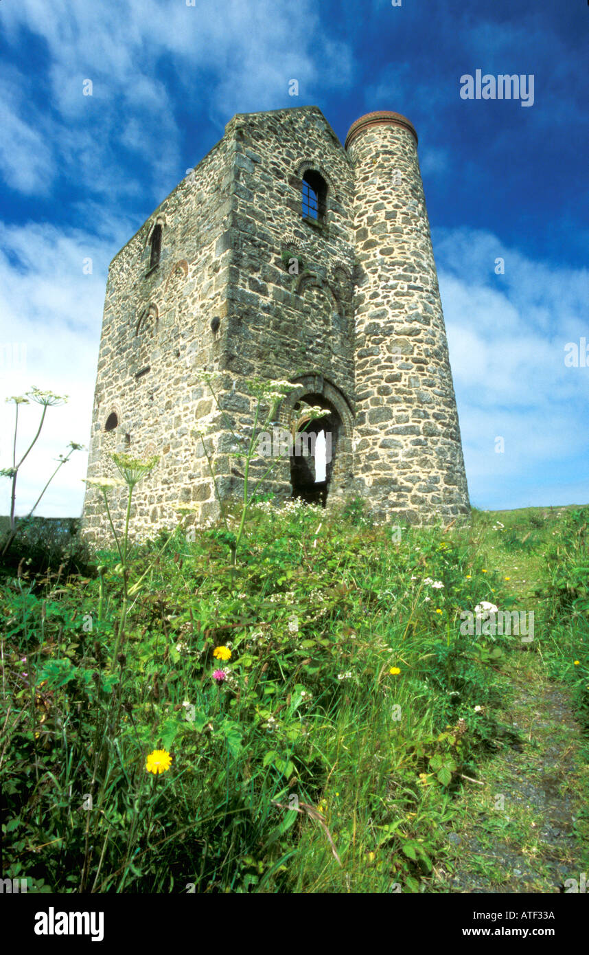 Wheal Reath ruined cornish tin mine engine house Cripplesease near St Ives West Cornwall England UK United Kingdom GB Stock Photo
