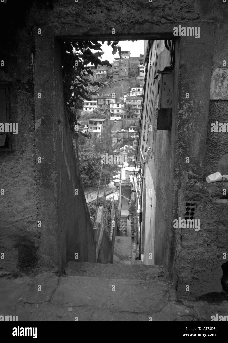 'Divine Comedy' Entryway & descending steps leading to shanty town Santa Teresa Rio de Janeiro Brazil Brasil South Latin America Stock Photo