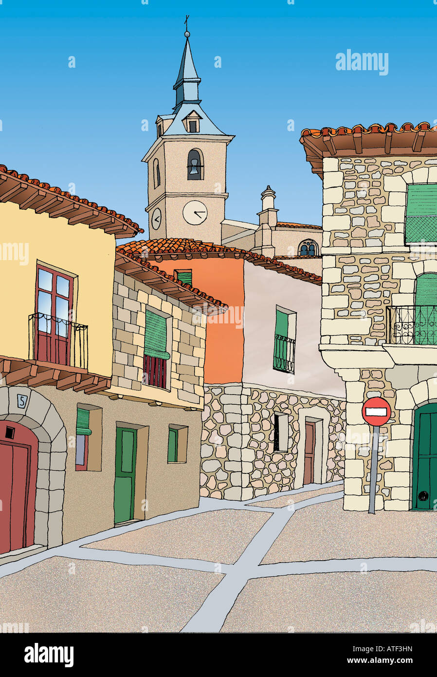Illustration: Lerma. Burgos province. Castile-Leon. Spain. Stock Photo