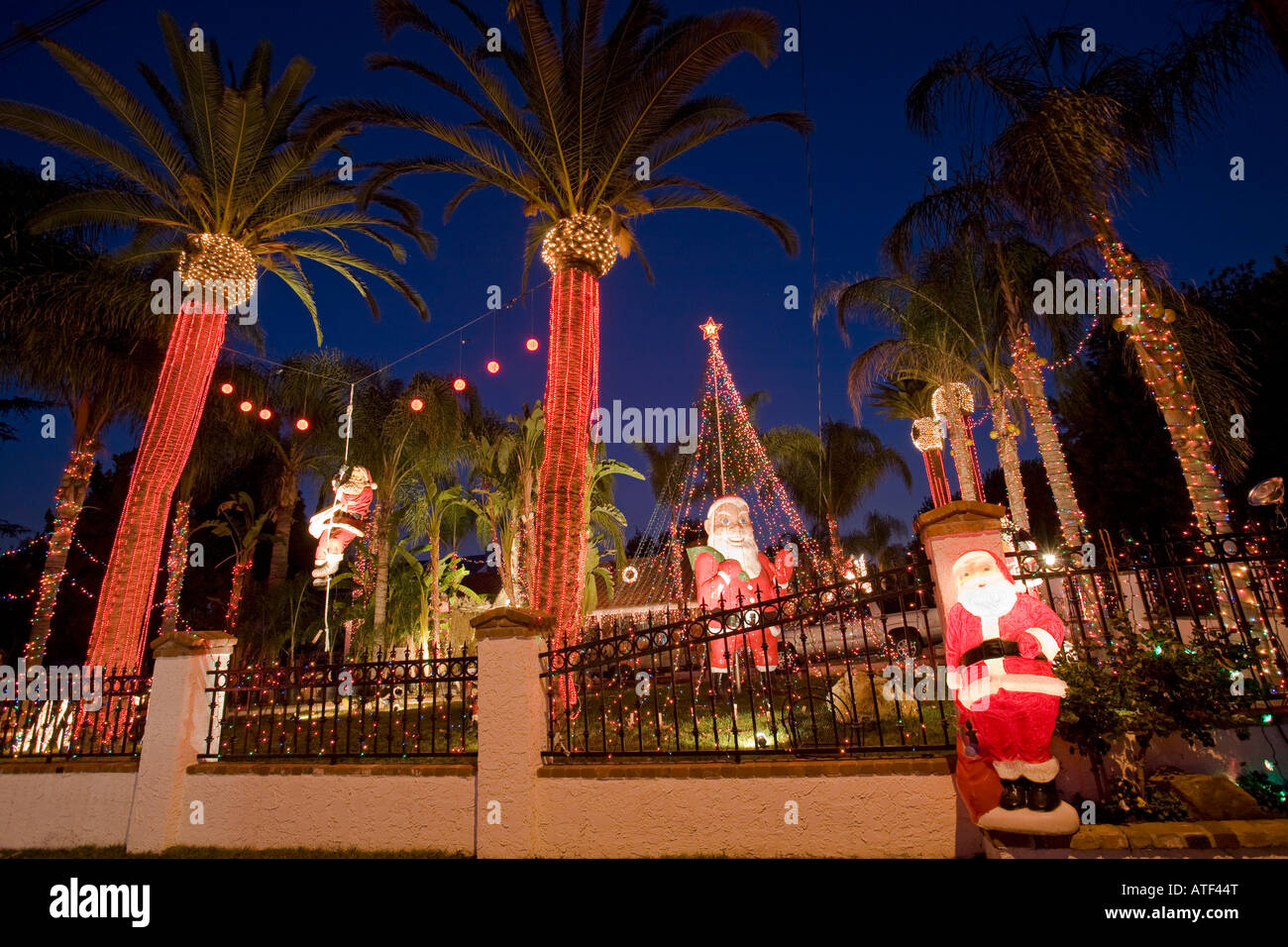 Candy Cane Lane, Woodland Hills, Los Angeles County, USA Stock Photo