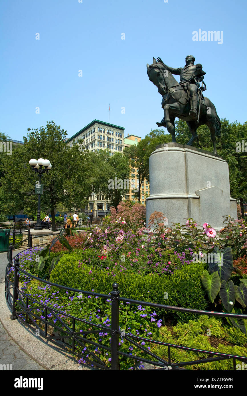 Union Square Park, Washington Statue created by Henry Kirke Brown and unveiled in 1856