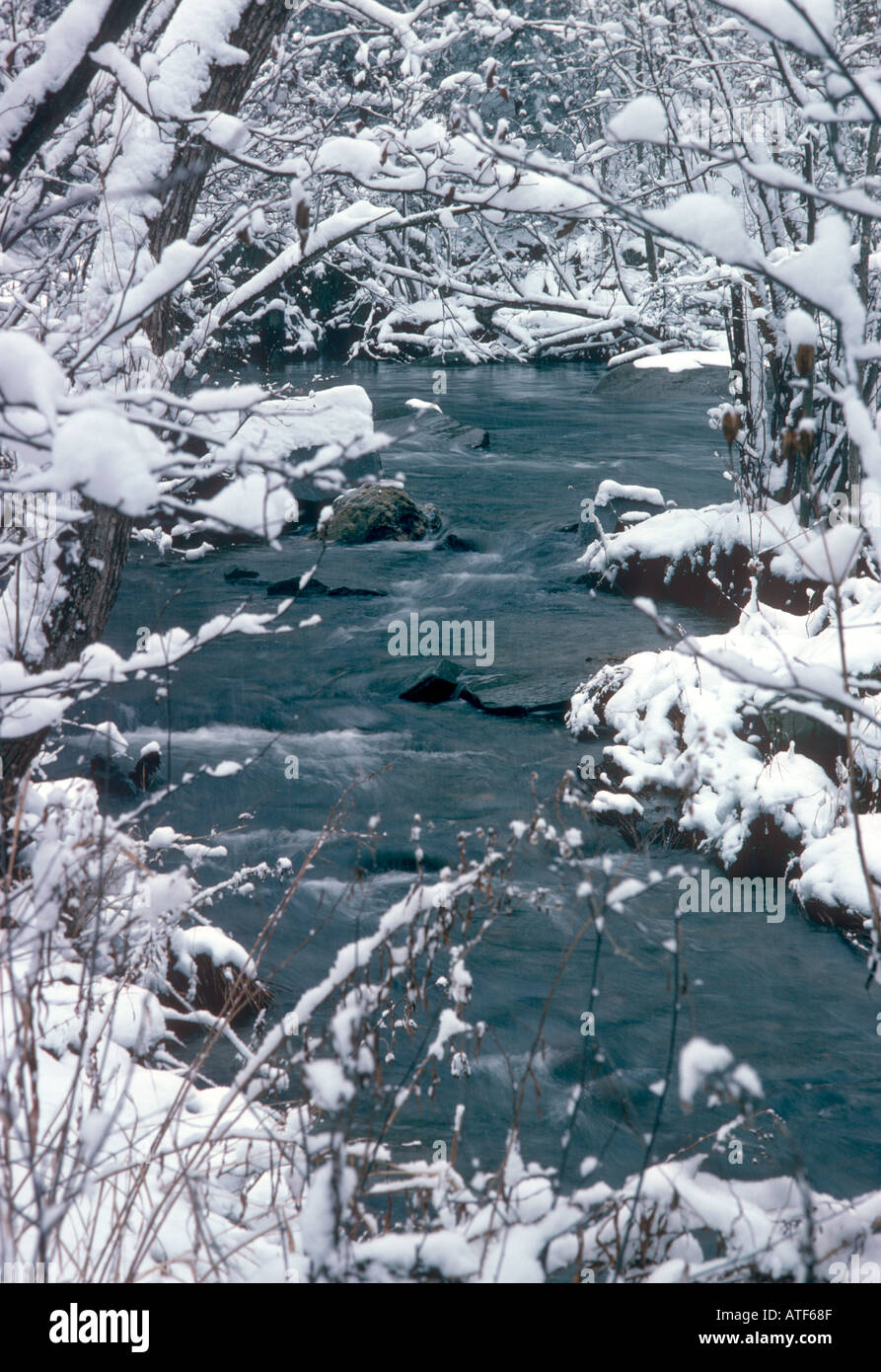 Winter river in Ripton VT The home of Robert Frost Stock Photo