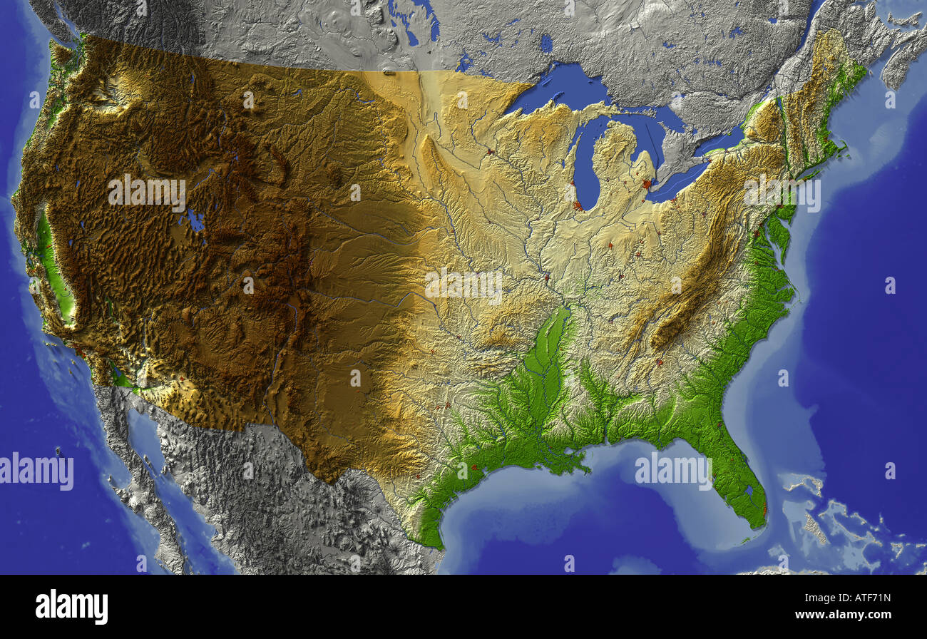USA, relief map Stock Photo